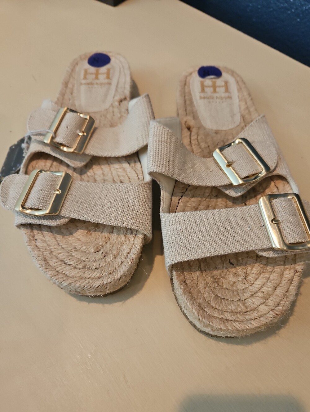 Double Buckle Espadrille Slides Sandal W/ Tweed
